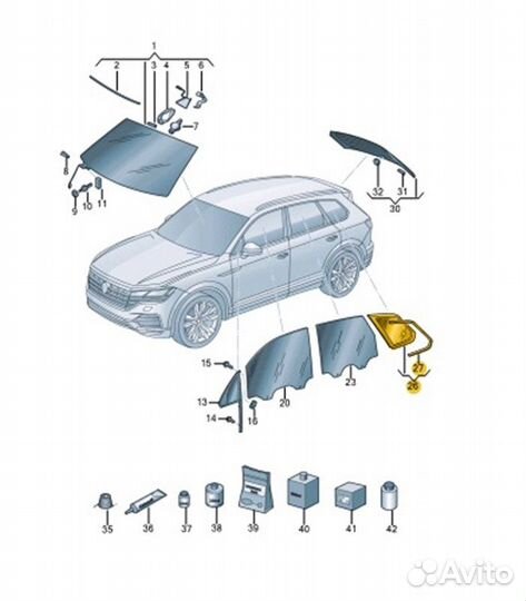 Стекло кузовное глухое заднее правое Volkswagen