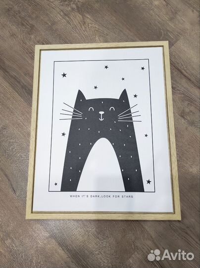 Картина постер Кот, в рамке