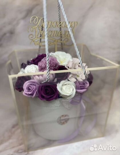 Букет из мыльных роз в коробке