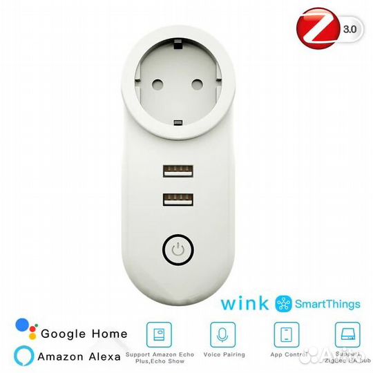Zigbee умная розетка Moes EU с 2 USB