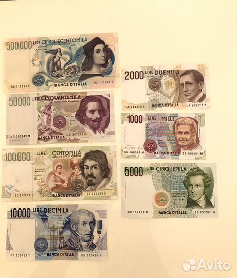 Банкноты лиры Италия
