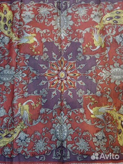 Платок СССР Калерии Кукулиевой с Палехским принтом