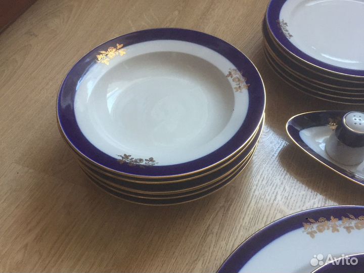 Сервиз столовый кобальт дулево, винтаж СССР