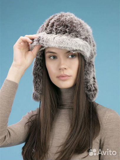 Шапка-ушанка из меха кролика