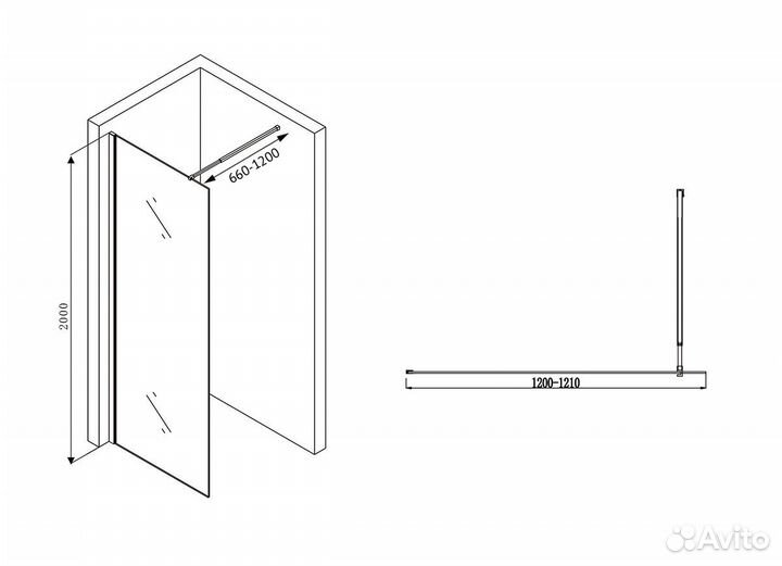 Душевая перегородка abber Immer Offen AG61120