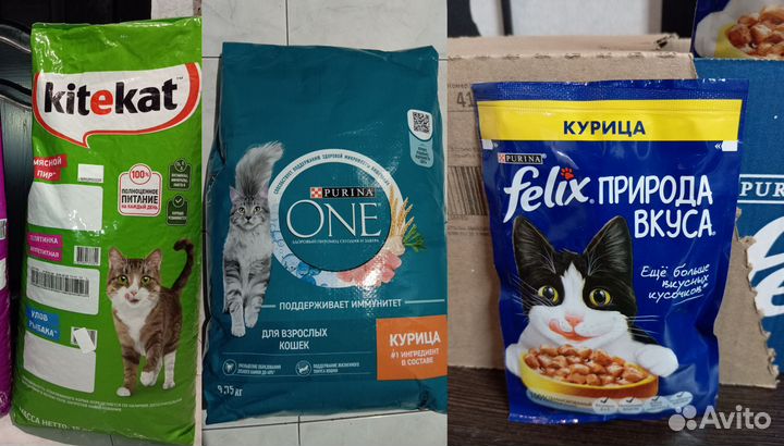 Корм для кошек Kitekat 15 кг, Purina one, Felix