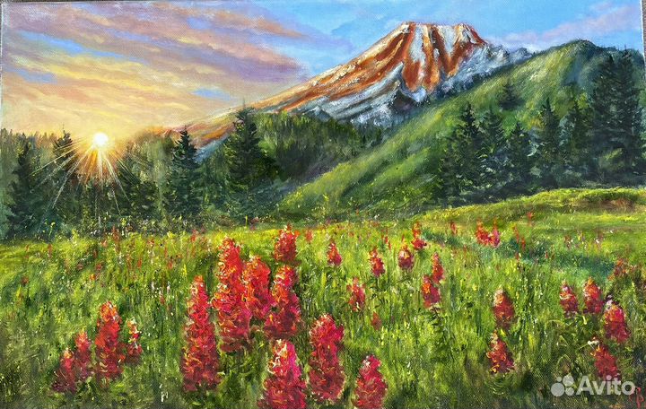 Весна в горах. Живопись маслом на холсте