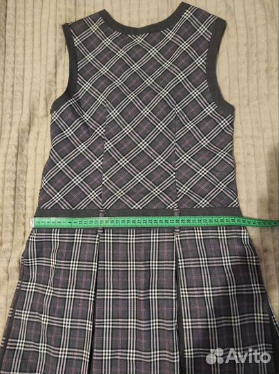Школьный сарафан (серо-розовая клетка) р. 146