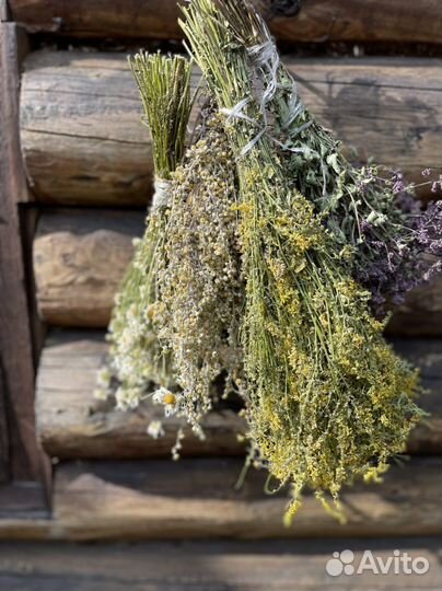 Пучки трав для бани. Донник, ромашка, душица