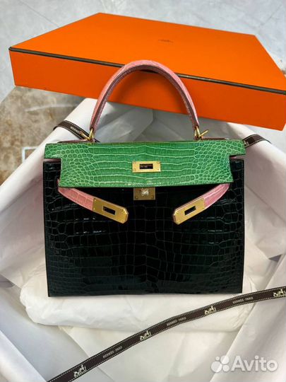 Сумка Hermes Kelly из кожи крокодила Ручной пошив