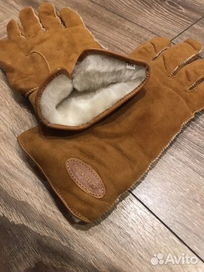 Варежки из дубленки с мехом