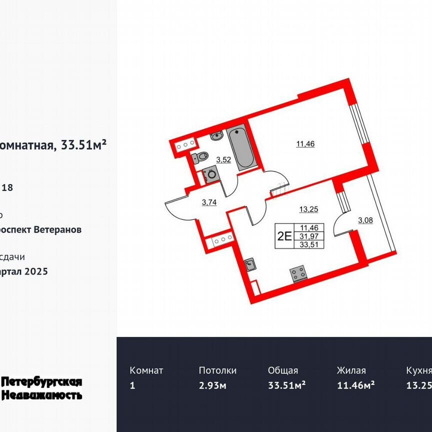 1-к. квартира, 33,5 м², 18/18 эт.