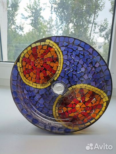 Конфетница цветное стекло