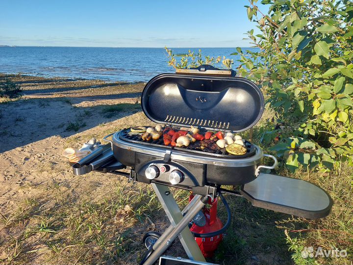 Газовый гриль 2/ 2 решетки чугун/ шильда титан