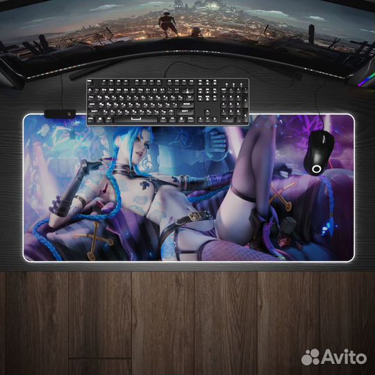 Arcane Игровой коврик для мыши и клавиатуры с RGB