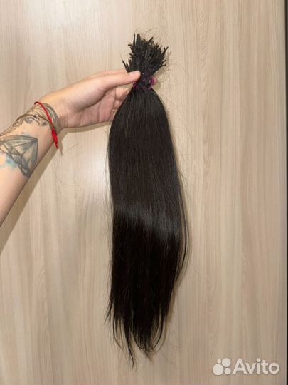 Волосы для наращивания 50 см 300 капсул черный