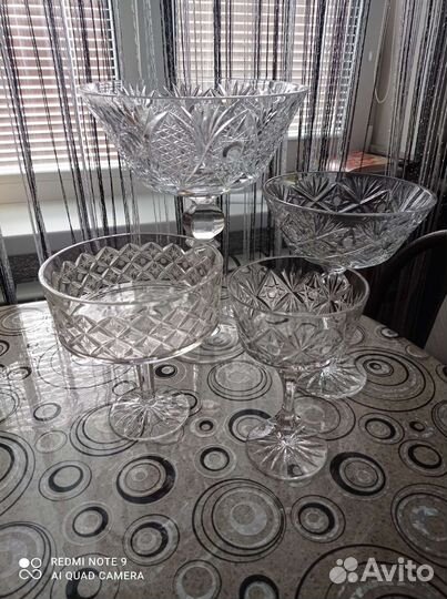 Ваза для фруктов на ножке хрусталь
