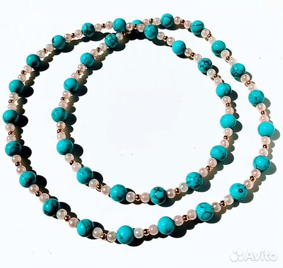 Бусы из имитации бирюзы