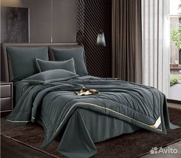 Евро, с готовым одеялом, бархатный сатин
