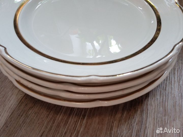 Тарелки блюдца зик СССР с золотым ободком, 20см