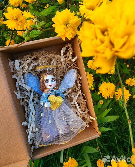 Ватная ёлочная игрушка Ангел