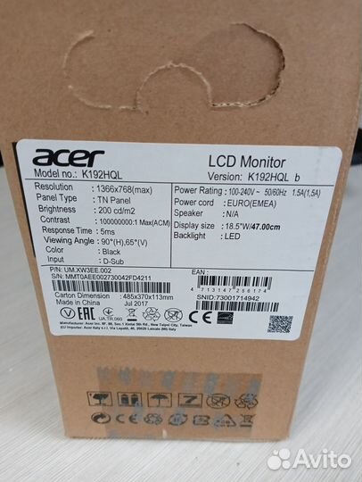 Монитор acer k192hql