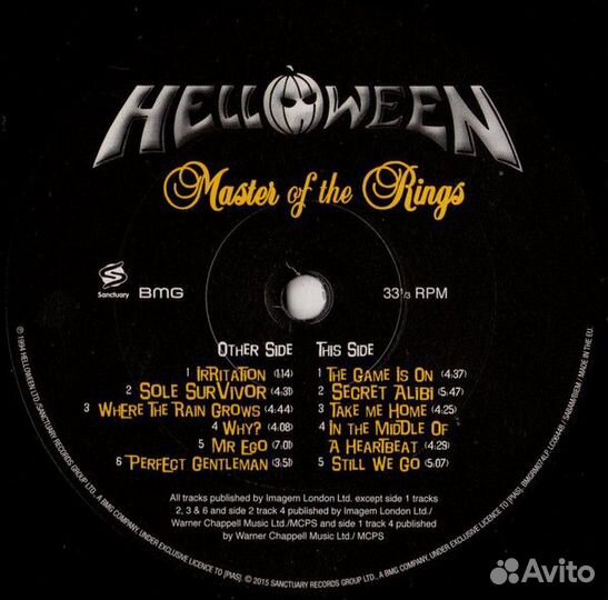 Виниловая пластинка Helloween - Master Of The Ring