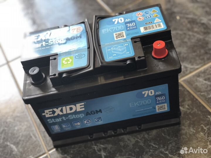 Аккумулятор Exide 70Ah EK700 AGM о.п
