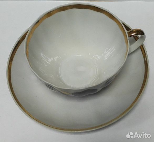 Чайная пара Клеймо Дулево чашечка Блюдце Фарфор