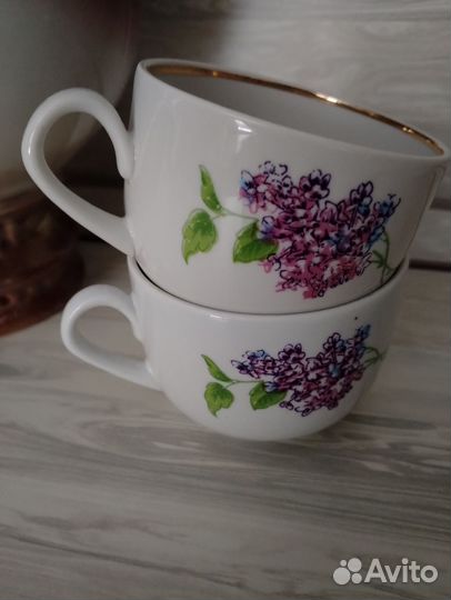 Чайные кружки и сахарница сирень Вербилки
