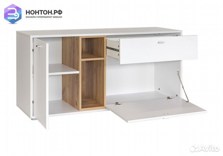 Тумба Бэль 10.91 белый премиум / дуб крафт золотой