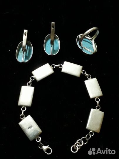 Бирюза Серьги,Кольца Браслет