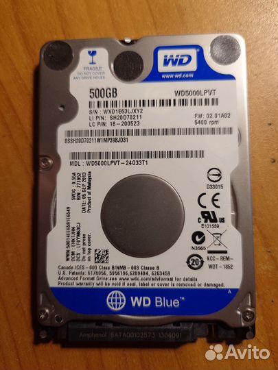 Жесткий диск WD Blue 500GB (2.5)