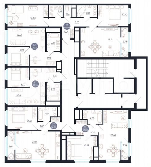 1-к. квартира, 41,9 м², 22/25 эт.