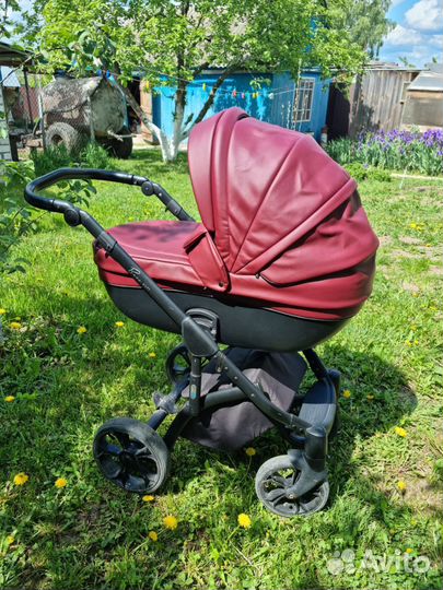 Коляска Roan bass soft 2 в 1 экокожа бордо