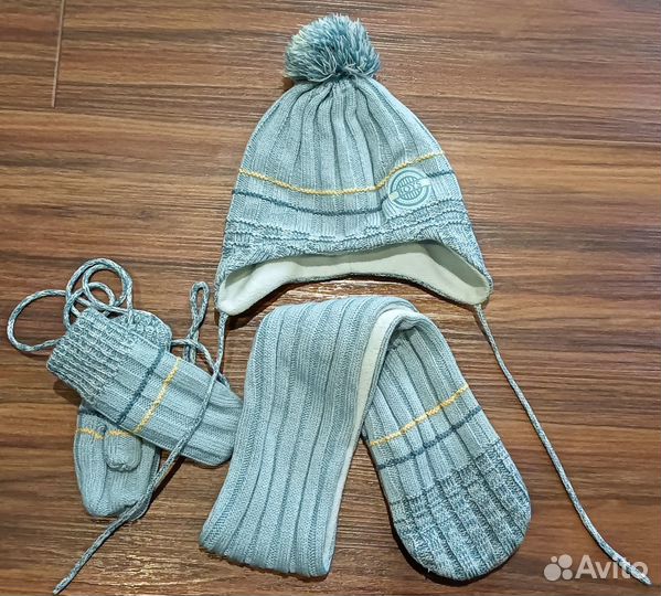 Комплект детский шапка варежки zara 44-46
