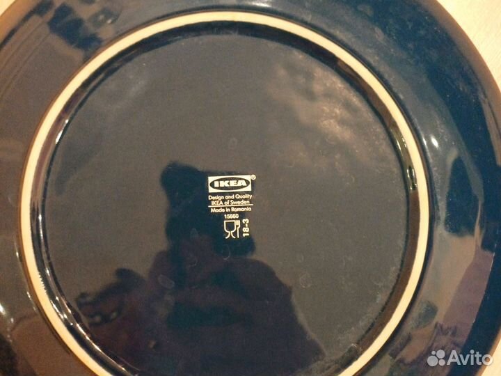 Тарелка IKEA синяя, 27 см