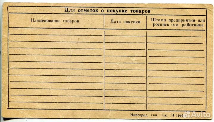 Карта покупателя СССР