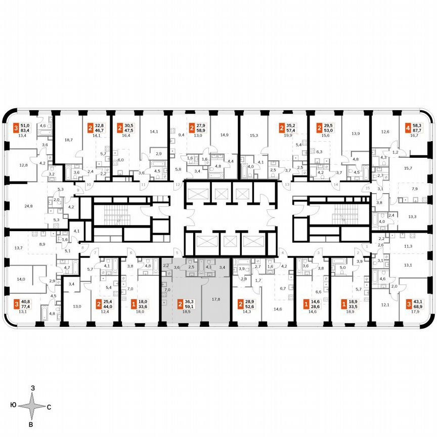 1-к. квартира, 59,1 м², 31/31 эт.