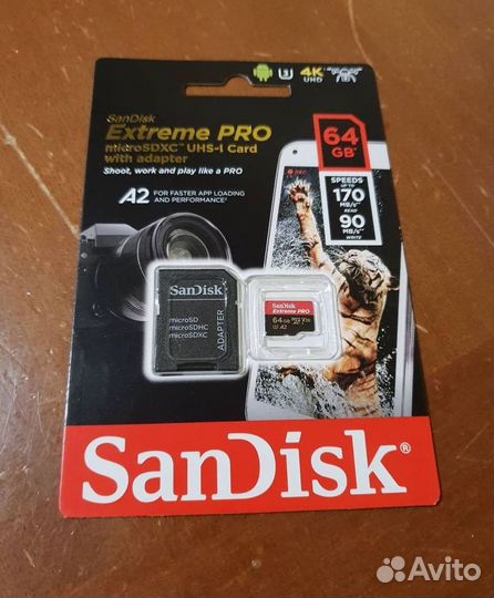 Карты памяти SanDisk Extreme / PRO 64 GB MicroSD