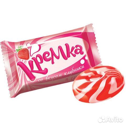 Карамель леденцовая кремка со вкусом клубники и сл