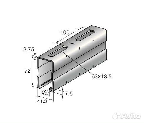 Профиль монтажный (траверса) Hilti MQ-72 (3м)