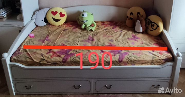 Детская кровать 200 см, матрас 190 см