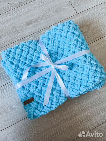 Детский вязанный плед плюшевый