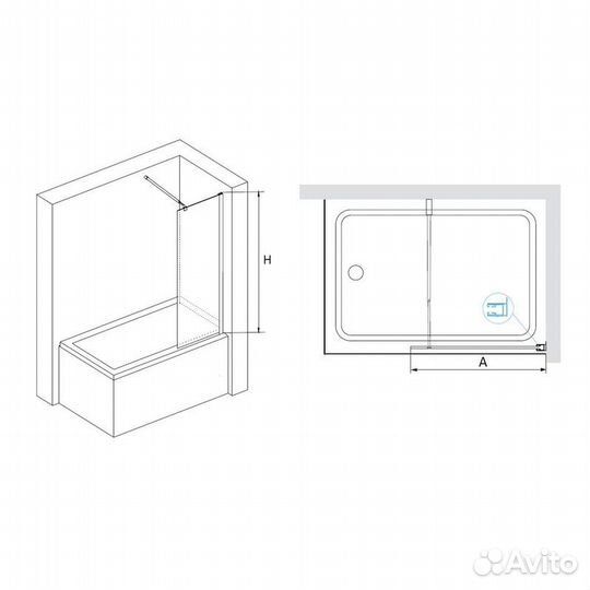 Шторка на ванную стеклянная