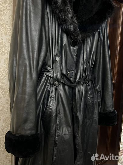 Кожаный плащ женский