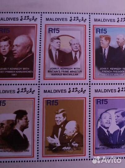 Марки коллекц. редкие, J.Kennedy и мировые лидеры