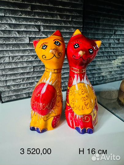 Пара кошечек, статуэтки с ручной росписью