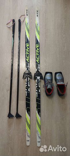 Беговые лыжи, ботинки, палки