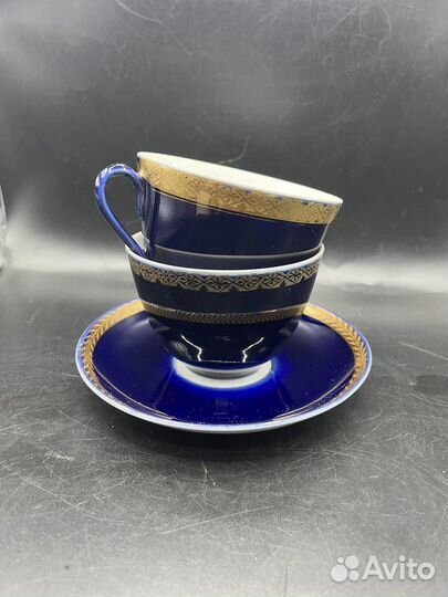 Посуда Кобальт СССР Чашки чайные Блюдца